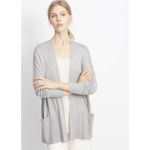 Vince | Silk Blend Open Light Gray Cardigan | M